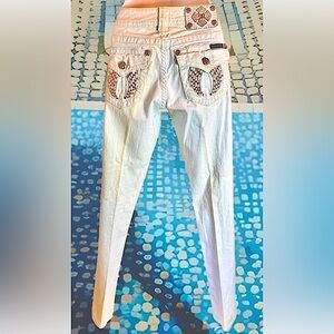 🪽MISS ME🪽SKINNY BLING WING FLAP POCKET JEANS EUC